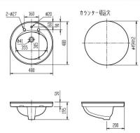 L-2584P/L72　はめ込みだ円形洗面器　※陶器のみ