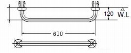手すり(ステンレスタイプ) 多用途用(トイレ・浴室)I型　KF-910W(600)